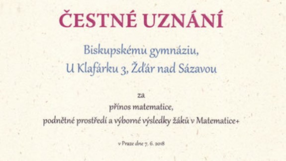 Kvalitu výuky matematiky na Bigy ocenil Senát České republiky